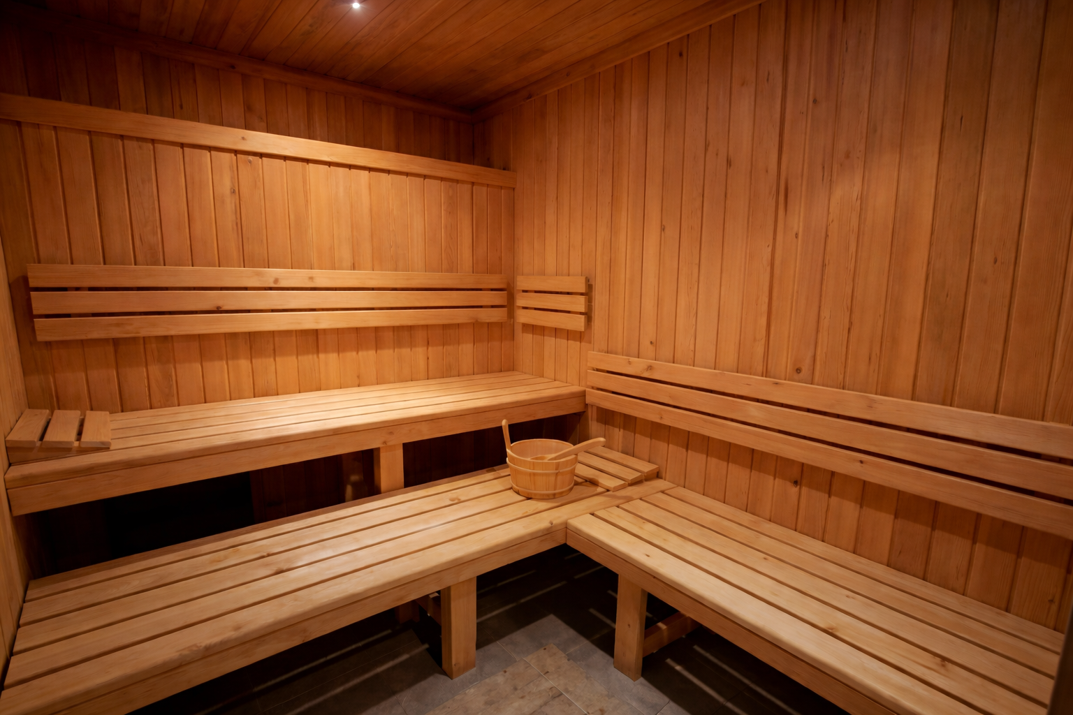 Traditional Finnish sauna interior Traditional Finnish sauna interior